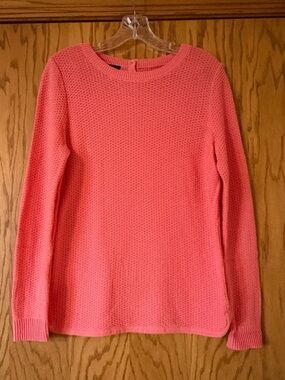 Talbots Coral Pink Textured Crew Neck Sweater